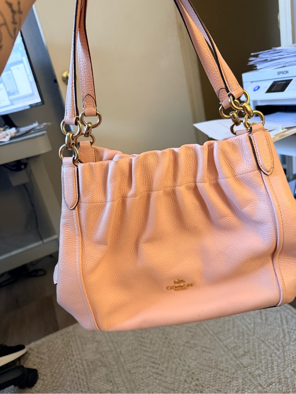 Coach Pebbled Leather Shoulder Bag in Blush